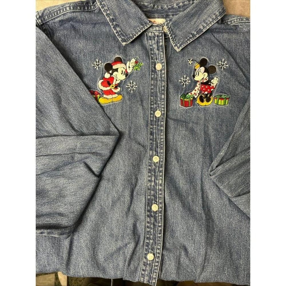 Disney Shopping Vintage Denim‎ Shirt- Mickey Minnie Christmas-Beautiful 2XL